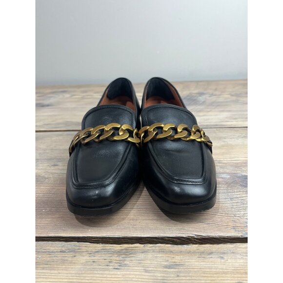 Vionic Mizelle Loafer Womens 7 Black Leather with Gold Chain Accent - Picture 5 of 9